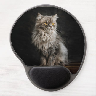Gray Fluffy Cat Gel Mouse Pad