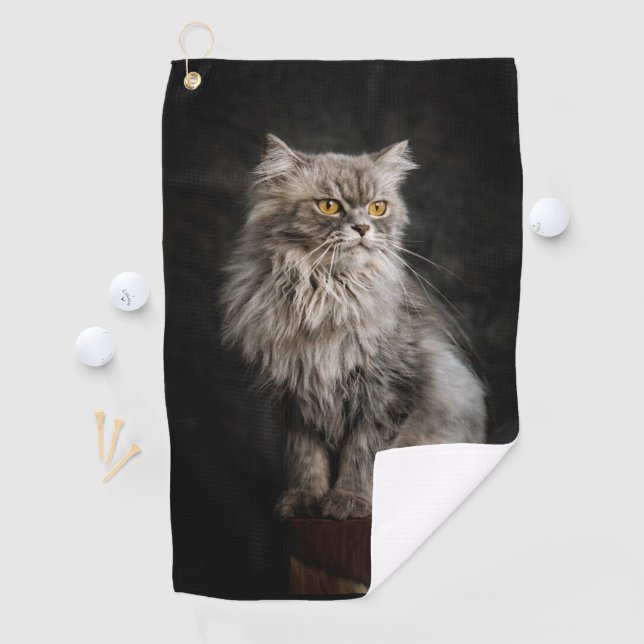 Gray Fluffy Cat  Golf Towel (InSitu)