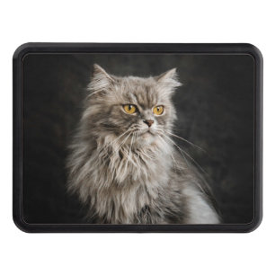 Gray Fluffy Cat Hitch Cover
