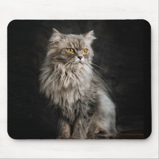 Gray Fluffy Cat Mouse Pad