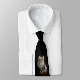 Gray Fluffy Cat Neck Tie