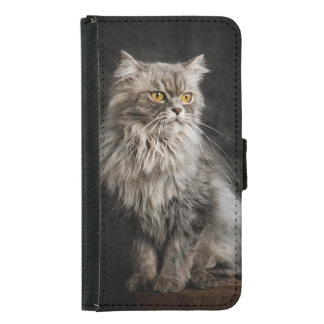 Gray Fluffy Cat  Samsung Galaxy S5 Wallet Case