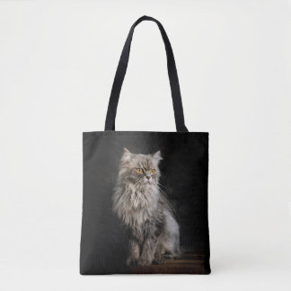 Gray Fluffy Cat  Tote Bag