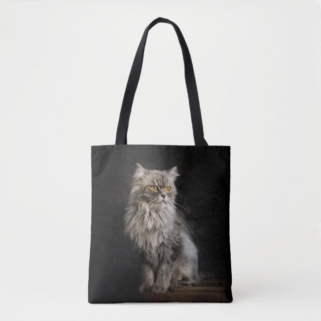 Gray Fluffy Cat  Tote Bag (Front)