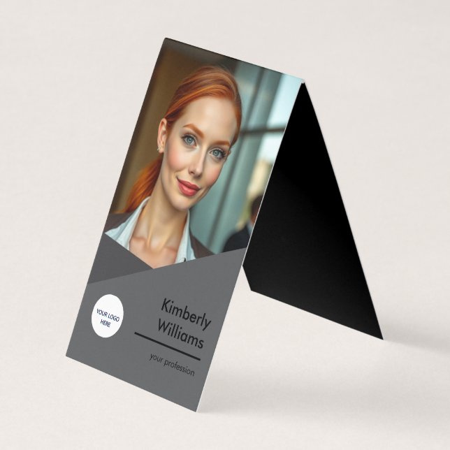 Gray Folded Business Card – Custom Design (Front)