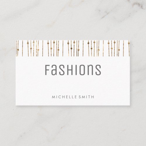 Gray Font Minimalist  Gold Beads Business Card