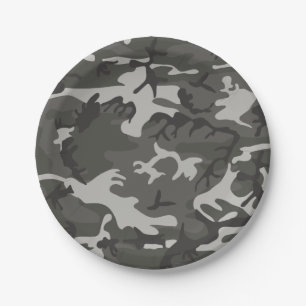 Gray Forest Camouflage. Camo your Paper Plates
