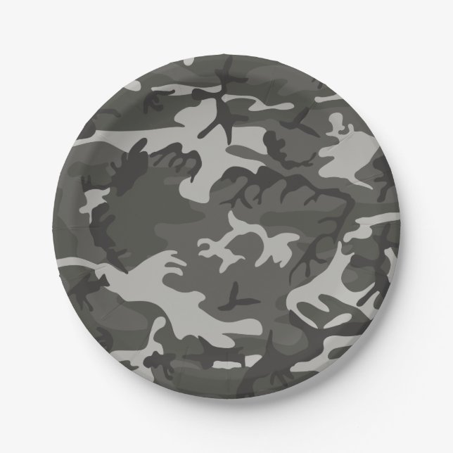 Gray Forest Camouflage. Camo your Paper Plates (Front)