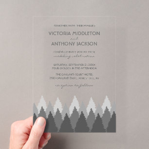 Gray Forest Range Woodland Wedding Acrylic Invitations