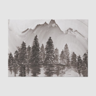 Gray Forest Watercolor Camping treees Winter Holid Tissue Paper