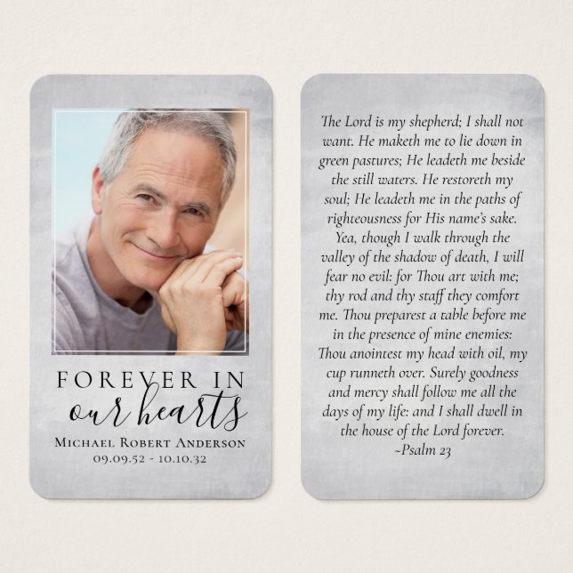 Gray Forever in Our Hearts Memorial Card (Front & Back)