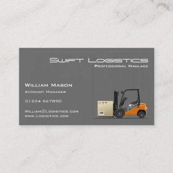 Gray Forklift Logisitcs Professional Business Card by ImageAustralia at Zazzle