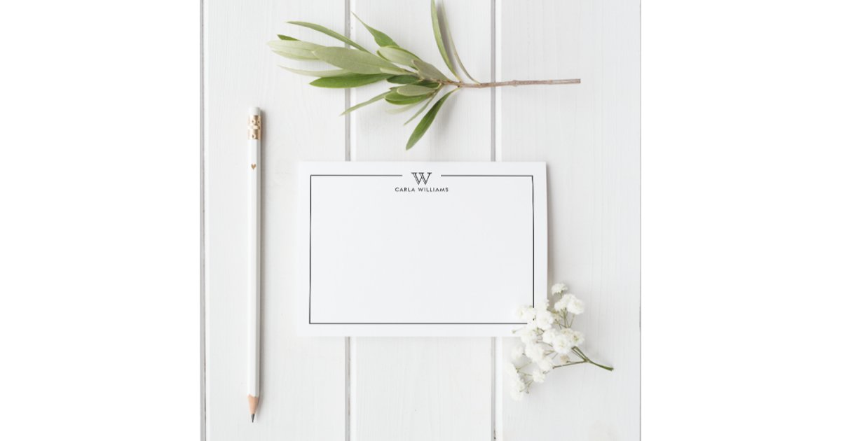 Gray Formal Classic Family Monogram Minimalist Note Card | Zazzle