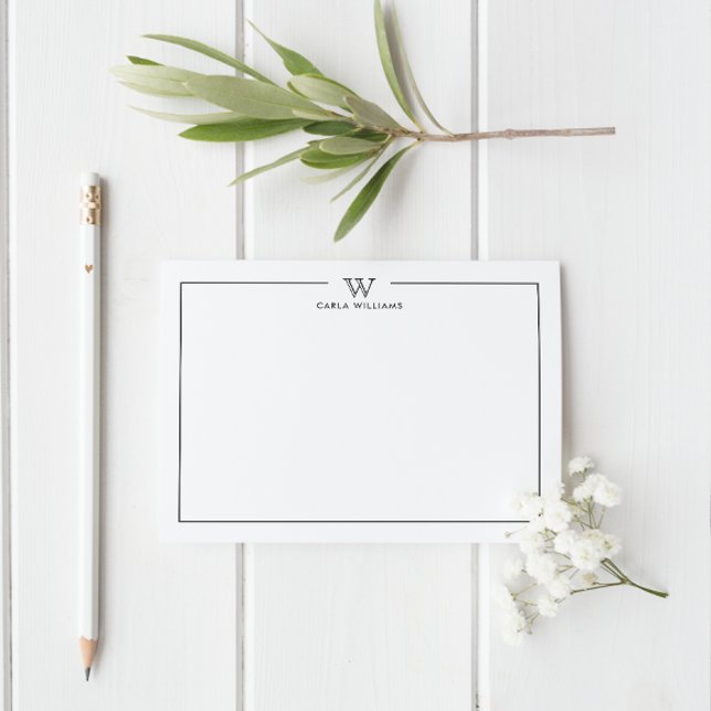 Gray Formal Classic Family Monogram Minimalist   Note Card (Creator Uploaded)