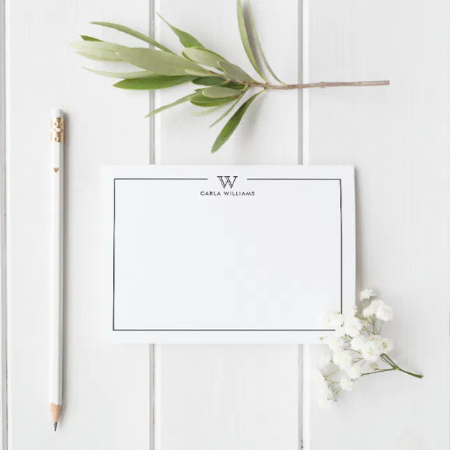 Gray Formal Classic Family Monogram Minimalist Note Card | Zazzle