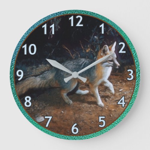 Gray Fox Large Clock