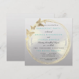 Gray Foxier Golden Bubble Wedding Engagement Ombre Invitation