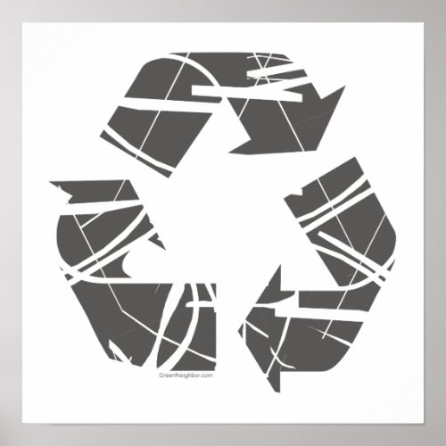 Gray Fractured Recycling Sign