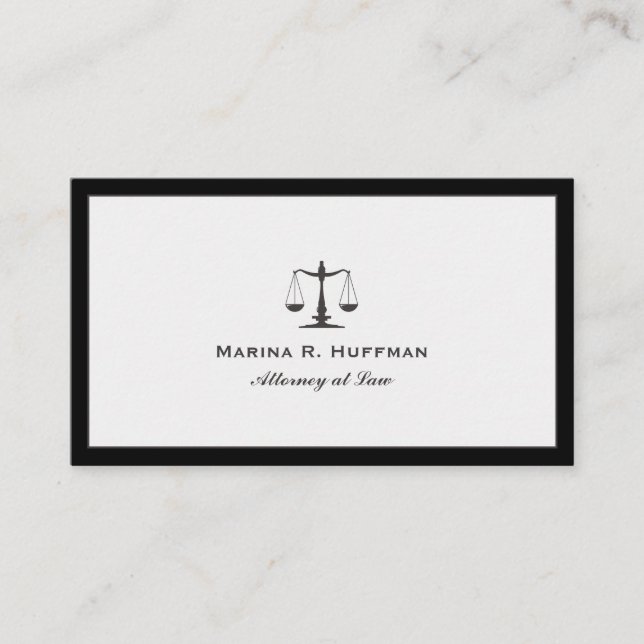 Gray Frame  Attorney  Justice Scale Professional Business Card (Front)