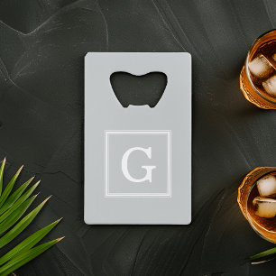 Gray Framed Monogram Credit Card Bottle Opener