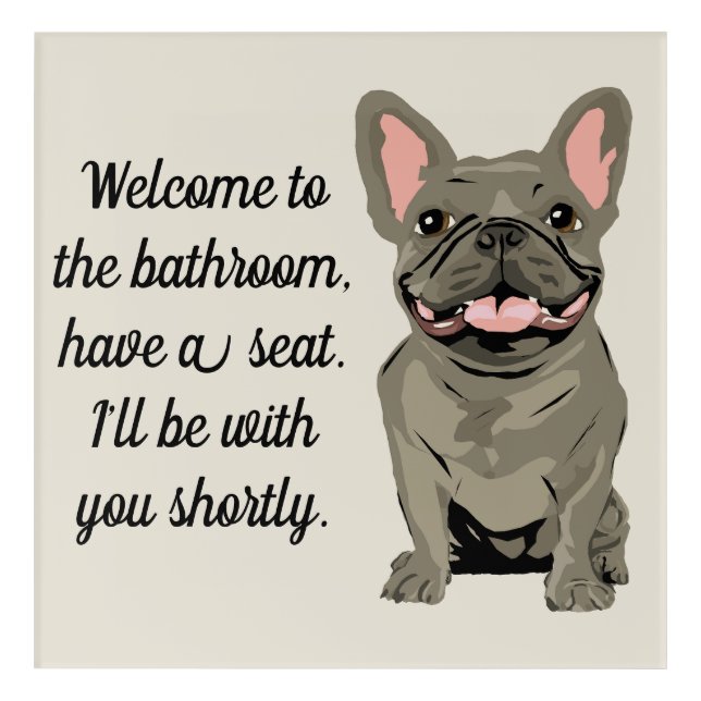 Gray French Bulldog Acrylic Print (Front)