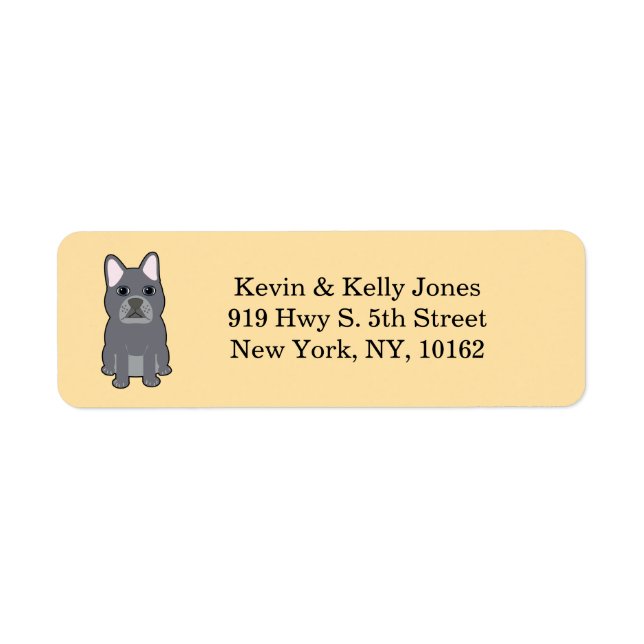 Gray French Bulldog,  beige Label (Front)