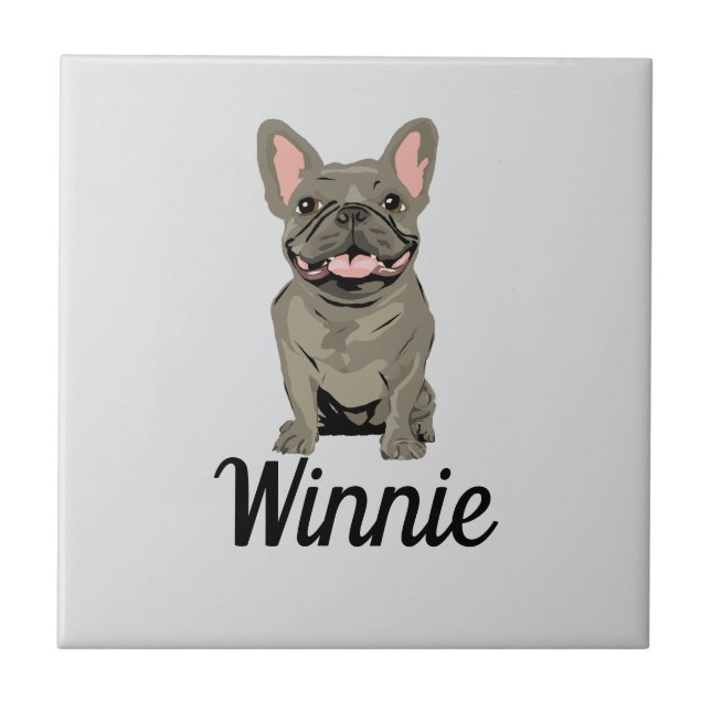 Gray French Bulldog Ceramic Tile (Front)