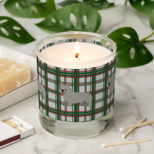 Gray French Bulldog, Christmas Plaid Scented Candle