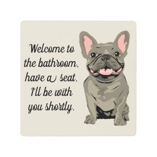 Gray French Bulldog Metal Print