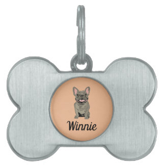 Gray French Bulldog Pet ID Tag