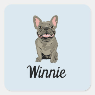 Gray French Bulldog Square Sticker
