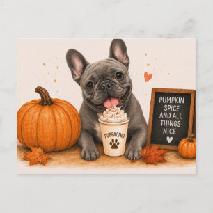 Gray French Bulldog Warm Pumpkin Spice Postcard