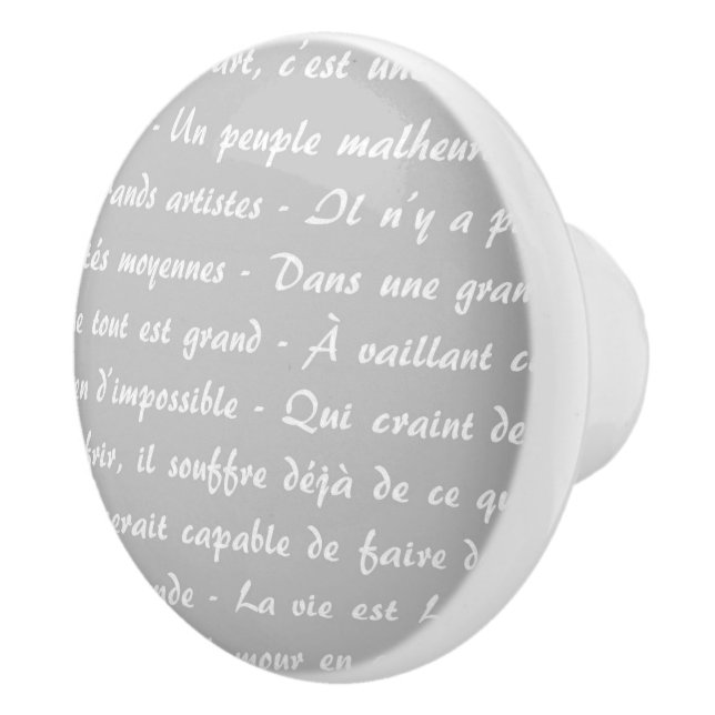 Gray French Script Ceramic Knob (Right)