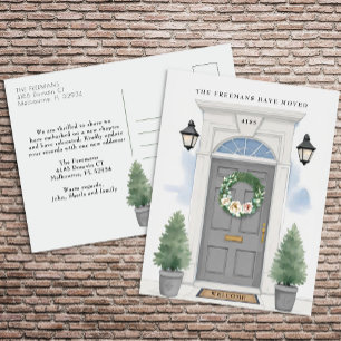 Gray Front Door Moving Announcement Postcard