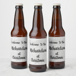 Gray frost personalised Family Christmas Welcome Beer Bottle Label