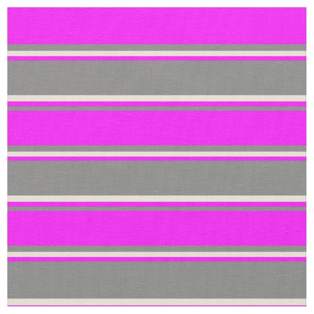 Gray, Fuchsia, and Bisque Striped Pattern Fabric (Close Up)