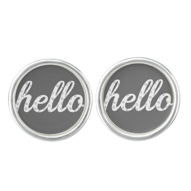 Gray Fun and Friendly Hello Cufflinks (Front)