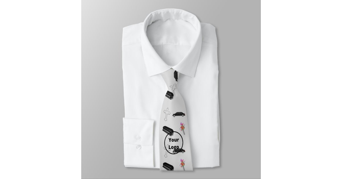 Gray funeral business pattern neck tie | Zazzle