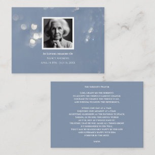 Gray Funeral Memorial Service Prayer Card