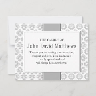 Gray Funeral Note Card Flat Bereavement Note