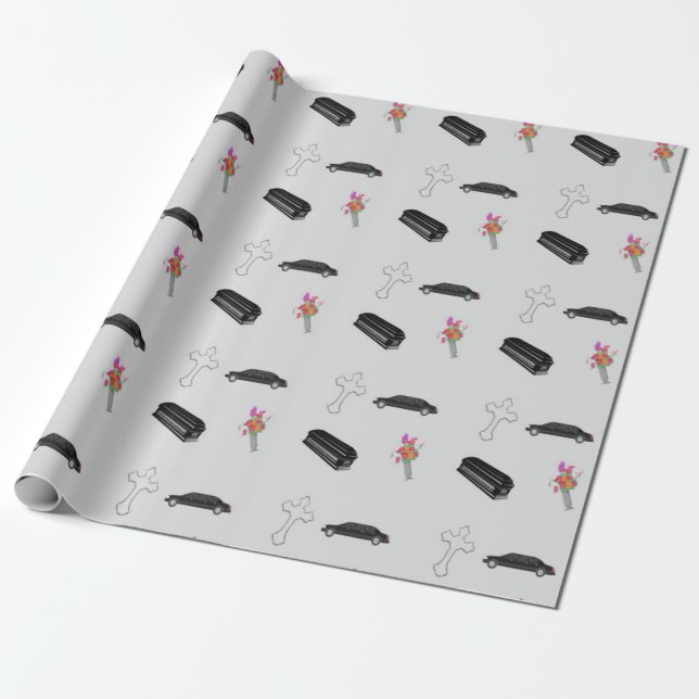 Gray funeral pattern wrapping paper (Unrolled)