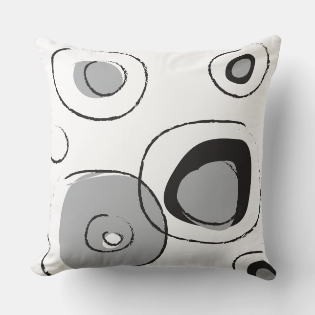 Gray FUNKY DOTS DESIGN Retro Throw Pillow (Front)