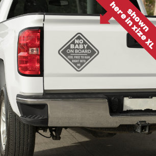 Gray Funny No Baby on Board Adult Caution Bumper Sticker