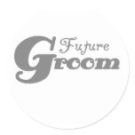 Gray Future Groom Classic Round Sticker
