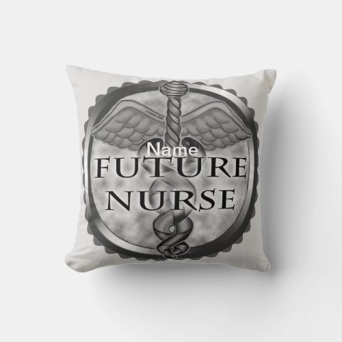 Gray Future Nurse custom name Pillow
