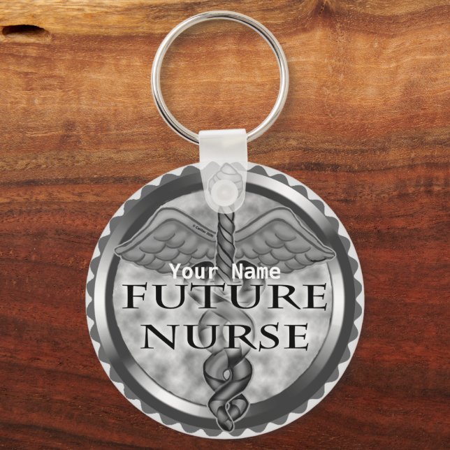 Gray Future Nurse Keychain (Front)