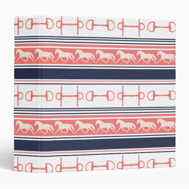 Gray Galloping Horses Pattern 3 Ring Binder (Front/Spine)