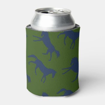 Gray Galloping Horses Pattern Can Cooler by PaintingPony at Zazzle