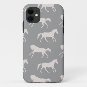 Gray Galloping Horses Pattern iPhone 11 Case