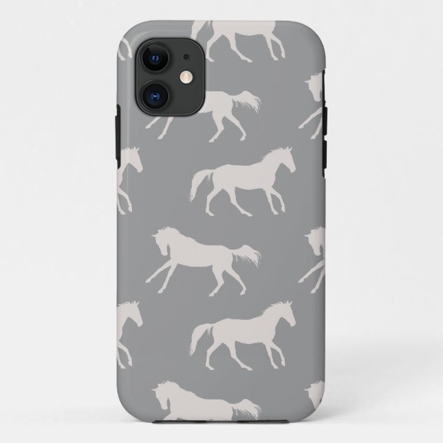 Gray Galloping Horses Pattern Case-Mate iPhone Case (Back)